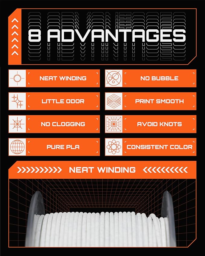 R3D PLA Filament 1.75mm, 0-370 mm/s High Speed PLA Printing, Dimensional Accuracy +/- 0.02mm, 1KG (2.2lbs) Clear Plastic Spool 3D Printer Filament (Marble) - Image 6