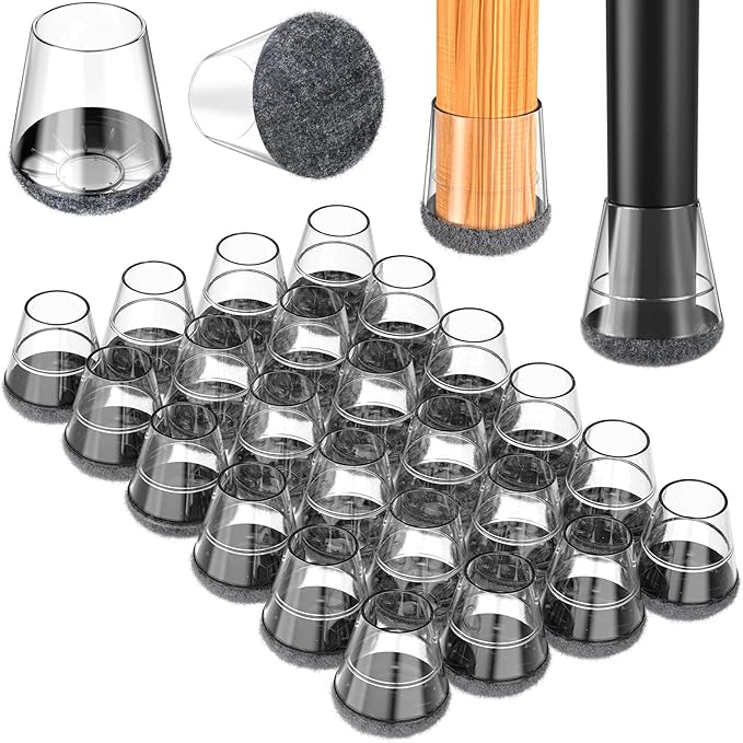 24 Pcs Silicone Chair Leg Floor Protectors Extra Small，Grey Chair Leg Covers to Protect Wood/Tile/Floors Scratches,Felt Pads Chair Leg Caps No Noise by YTEACIUL