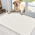 OLANLY Dog Door Mat for Muddy Paws 36x24, Absorbs Moisture and Dirt, Absorbent Non-Slip Washable Doormat, Quick Dry Chenille Mud Mat for Dogs, Entry Indoor Entryway Carpet for Inside Floor, Ivory by OLANLY