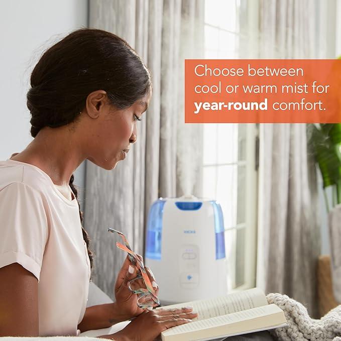 Vicks Dual Comfort Cool + Warm Mist Humidifier for Bedrooms With Fusion Technology, Compatible with Vicks VapoPads and Vicks VapoSteam, White - Image 3