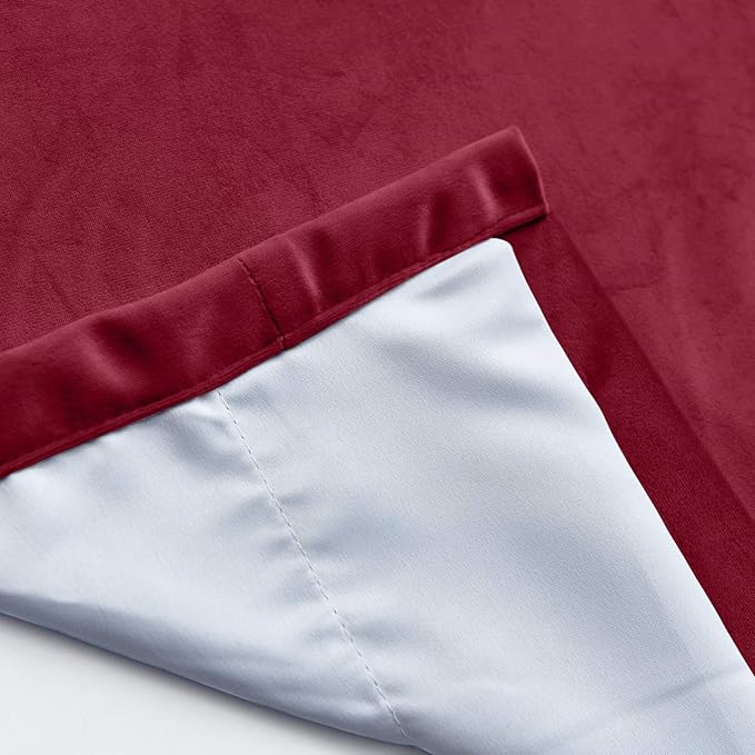 ChadMade Blackout Lined Premium Velvet Curtain Burgundy Red 100Wx84L Inch (1 Panel), Eyelet Grommet for Livingroom Bedroom Theater Studio, Leon Collection - Image 5