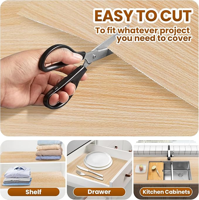 Drawer Shelf Liner for Kitchen Cabinets Non-Adhesive, Non Slip Shelf Paper Waterproof Thickened Cabinet Liners for Shelves, Strong Grip Mats for Cupboard, Dresser, Pantry, Beige, 17.5 in x 30 FT - Image 5