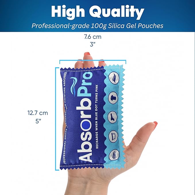 Rechargeable Dehumidifier Bag 3-Pack - 100g Reusable Moisture Absorbers - Silica Gel Packets for Bins, Totes, Gun Safe, Food Storage, Clothes, Cars, and Boats - Image 4