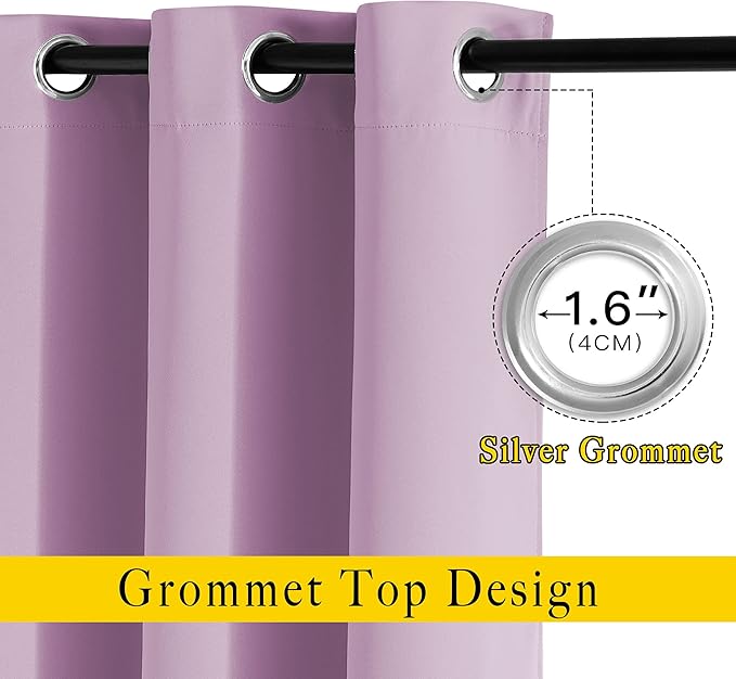 NICETOWN Room Darkening Patio Sliding Door Curtains 84 inch Length, Grommet Divider Thermal Insulated Curtain Drapes for French Door/Living Room (Lilac, W100 x L84, 1 Panel) - Image 5