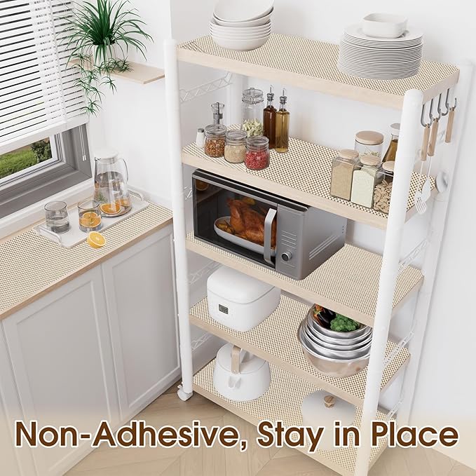 Shelf Liner for Kitchen Cabinet, Drawer Liners Non Slip Non Adhesive Thick Mat, Breathable Dresser Pantry Bathroom Protector, Cream, 12" x 120" - Image 2