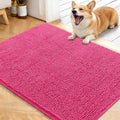 OLANLY Dog Door Mat for Muddy Paws 40x32, Absorbs Moisture and Dirt, Absorbent Non-Slip Washable Doormat, Quick Dry Chenille Mud Mat for Dogs, Entry Indoor Entryway Carpet for Inside Floor, Hot Pink by OLANLY