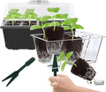 Gardzen 10 Pack Push-Up Seed Starting Tray, Pop Up Plant Germination Trays, Seed Starter Kit with Adjustable Humidity Vented Dome, 6.6" x 4.5", Total 120-Cell, Clear by Gardzen