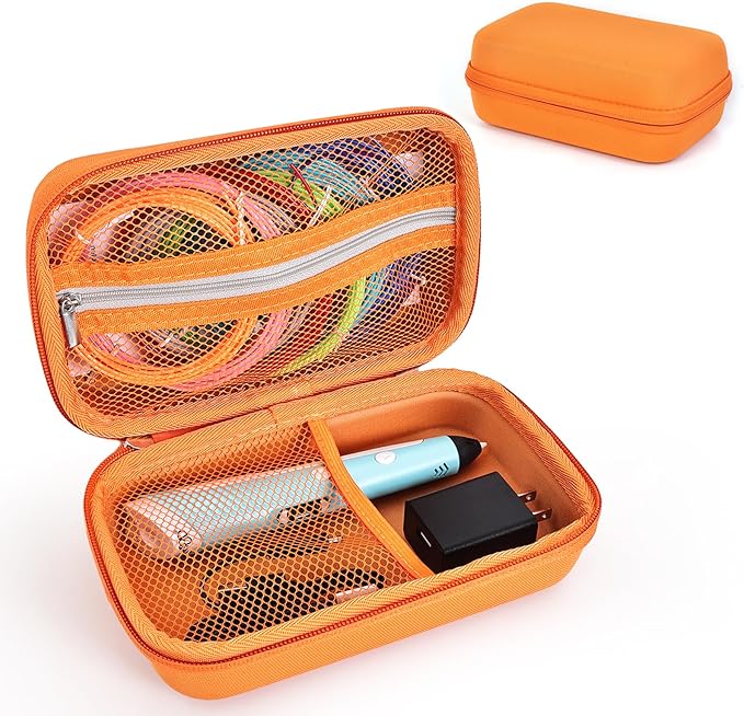 Case Compatible with 3Doodler Start+ Essentials for 3D Pen Set for Kids, Carrying Holder Fit for Printing Pens, Storage Organizer for Printing Filament Refill, Micro-USB Charger (3D-04A-Orange) - Image 2