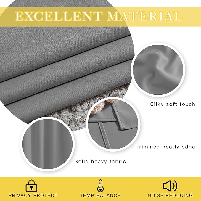 NICETOWN Blackout Silver Grey Sliding Door Curtains 90 inch Length, Thermal Insulated Grommet Room Darkening Window Treatments for Bedroom/Living Room, 1 Panel, W80 x L90 - Image 5