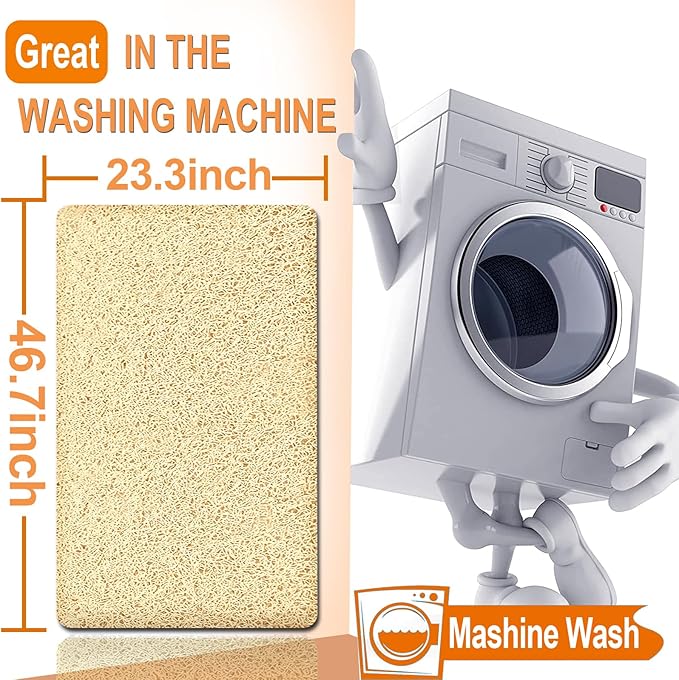 Shower Mats Non Slip for Elderly, 24x47’’Extra Lager Loofah Bath Mats for Shower, Non-Slip Bath/Shower Mat for Elderly-Beige - Image 2