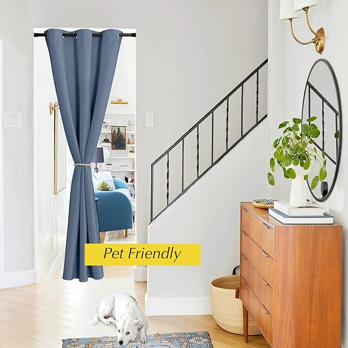 NICETOWN Doorway Curtain for Living Room Thermal Insulated Door Blinds for Door Screen, Accordion Insulated Privacy Door Window Curtain for Bedroom, 42" Wide x 95" Length, 1 Panel, Stone Blue - Image 4