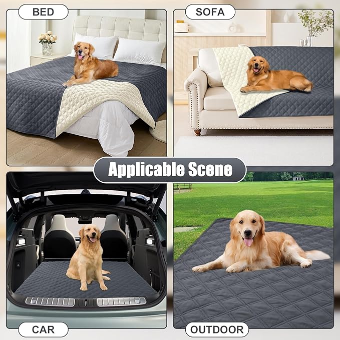 Smiry Waterproof Dog Bed Cover Pet Blanket, Soft Washable Dog Blanket for Furniture Bed Couch Sofa Reversible, Checkered (30"x70", Dark Grey/Beige) - Image 7