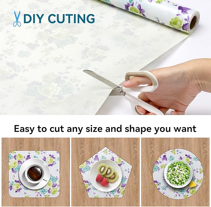 18" W x 96" L Floral Drawer and Shelf Liner for Cabinets, Non-Adhesive Strong Grip Non-Slip Flower Shelf Cabinet Kitchen Shelf Liners for Kitchen Cabinets - Image 4