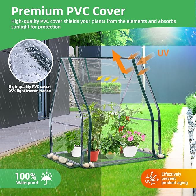 Mini Greenhouse for Indoor Outdoor: Ohuhu Portable Green House with Waterproof Pad for Small Plants Nursery Germination, 36"x36"x42" Light Duty Cover Tent Humidity Dome Seedling Accessory - Image 5