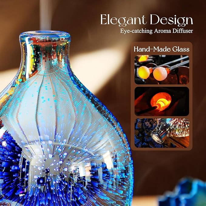 Porseme 280ml Essential Oil Diffuser 3D Glass Aromatherapy Ultrasonic Humidifier - Auto Shut-Off, Timer Setting, BPA Free for Home Hotel Yoga Leisure SPA Gift - Image 5