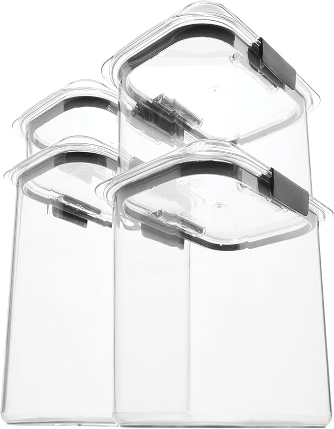 Rubbermaid Brilliance Pantry Food Storage Containers, Set of 4 (8 Pieces), BPA-Free, Clear, Airtight - Image 2