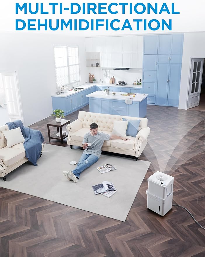 Midea Cube 35 Pint Dehumidifier for Basement and Rooms at Home for up to 3,500 Sq. Ft., Smart Control, Compatible with Alexa (White), Drain Hose Included - Image 2