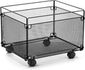 Harloon 1 Pack Mesh Rolling File Carts with Wheels Hanging Files Metal File Crate Organizer Black Rolling Organizer Foldable Storage Cart Box for Folders Office Supplies, Black, 15" x 13" x 10" by Muasung