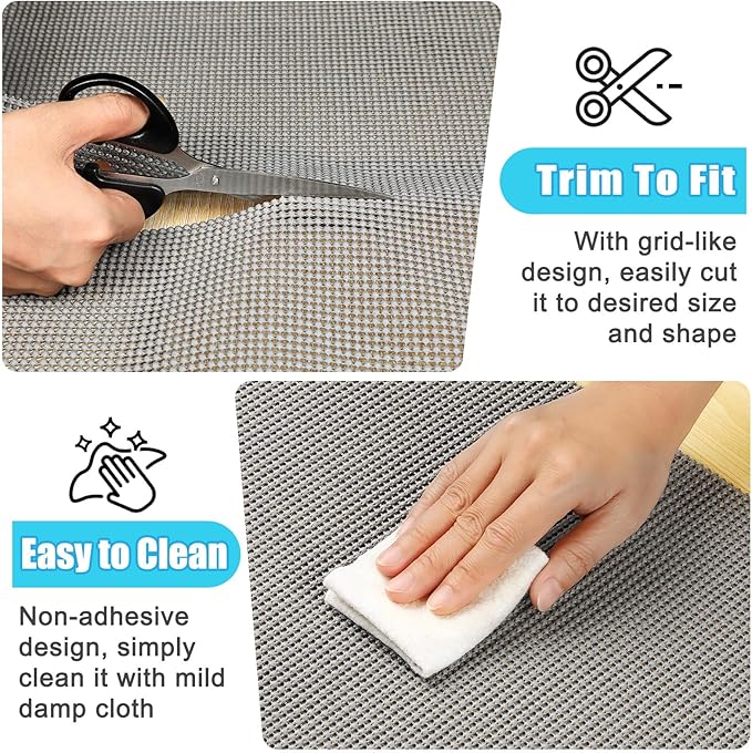 Songrey Non-Adhesive Drawer and Shelf Liner, Non Slip Cabinet Liners, Protect Kitchen Cupboard, Bathroom Drawers, Breathable, Thick Strong Grip mat (12IN x 10FT, Black) - Image 5