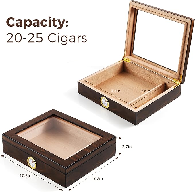 Woodronic Monogrammed Cigar Humidor, Custom Cigar Case with Hygrometer and Humidifier, Spanish Cedar Lining and Divider, Cigar Accessories, Customized Gift for Men, Holds 25 Cigars - Image 5