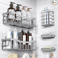 EUDELE 5-Pack Rustproof Stainless Steel Shower Caddy Set– No Drill Adhesive Bathroom Organizer, Space-Saving Shower Shelves for Apartment Essentials, Bathroom/Kitchen Storage Home Decor-L Size by EUDELE