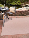 Unique Loom Collection Casual Transitional Solid Heathered Indoor/Outdoor Flatweave Area Rug (10' 8" Square, Whisper Pink/Ivory) by UniqueLoom