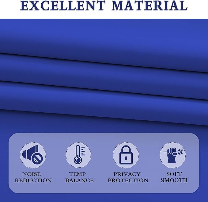 DONREN 54 Inch Length Royal Blue Blackout Curtain Drapes for Boys Bedroom - 2 Panels Rod Pocket Energy Saving Solid Curtains (42 x 54 Inches Long) - Image 5