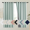 NICETOWN 100% Absolutely Blackout Linen Curtains with Thermal Insulated Liner, Seafoam Green, 62" Wide, 63" Length Energy Saving Curtains for Kitchen 2 Panels Set, Vertical Blinds by NICETOWN
