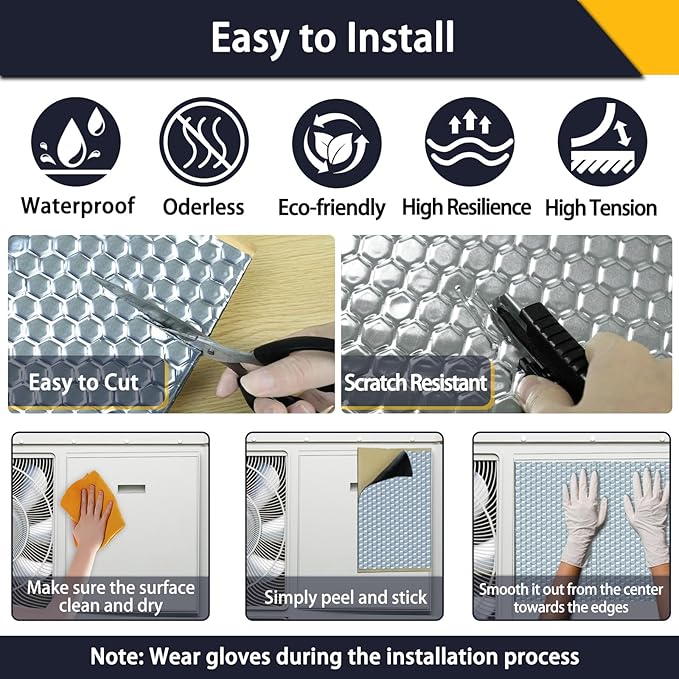 TroyStudio Vibration Damping Mat, 10 pcs 15.7 x 9 x 0.08 Inches Self-Adhesive Sound Deadening Sheets, Aluminum Foil Noise Dampening Panels for Vent, Duct Wrap, Pipes, Engine, Water Pump, Audio, Car - Image 6
