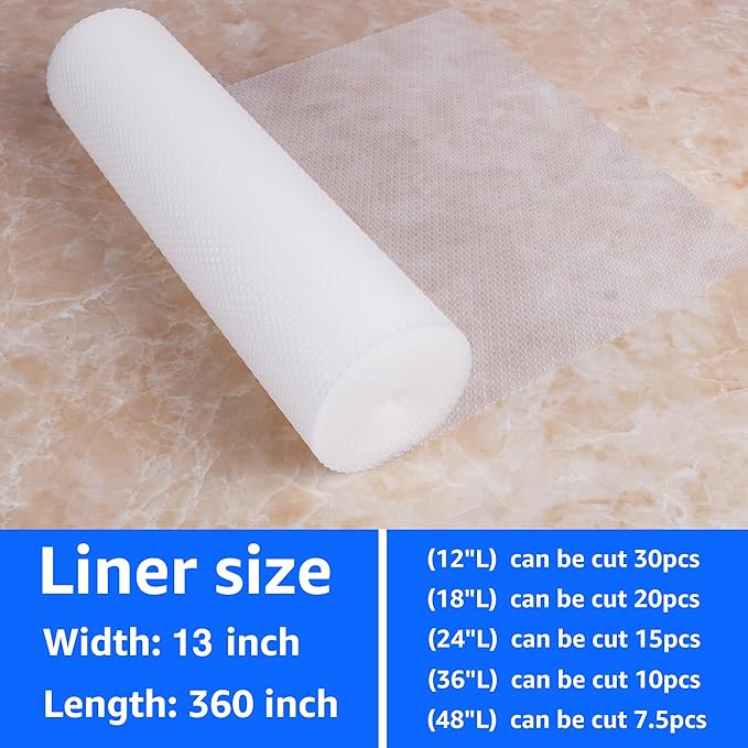 PABUSIOR Shelf Liners for Cabinets: Clear Non-Adhesive Kitchen Drawer Mats - Transparent Waterproof Refrigerator Liner for Pantry Shelves 13" W x 360" L - Image 9
