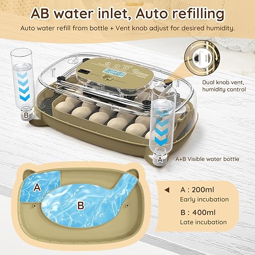 24 Egg Incubator for Hatching Eggs with Temperature and Humidity Control, Auto Turning & LED Candling for Chicken Duck Quail Birds, Ideal for Home Farm, Classroom, Beginners - Image 3