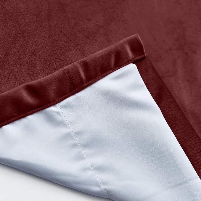 ChadMade Extra Wide Blackout Lined Premium Velvet Curtain Burgundy 120Wx96L Inch (1 Panel), Eyelet Grommet for Livingroom Bedroom Theater Studio, Leon Collection - Image 5