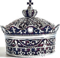 Crown Shape Jewelry Chest,Yurt Style Vintage Metal Gem Box,Round Alloy Retro Patterned Storage Case (Chrome Red, XL) by Unknown