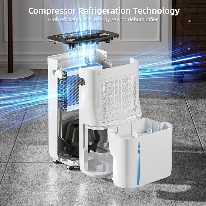 3,000 Sq.Ft 60 Pint Dehumidifier for Basements and Home-with Drain Hose,1.7Gallon Water Tank,Intelligent Humidity Control,Dual Protection and 4 Modes,for Large room - Image 2