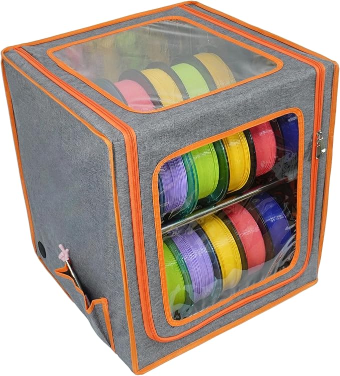 3D Printer Filament Storage Box Large, 2 Tiers Dual-Row Metal Filament Storage Rack with Fire-Resistant Enclosure Cover Tent, Holds Up to 24 Rolls of Filaments, Ideal for Home, Office Workshop, Studio by Unknown