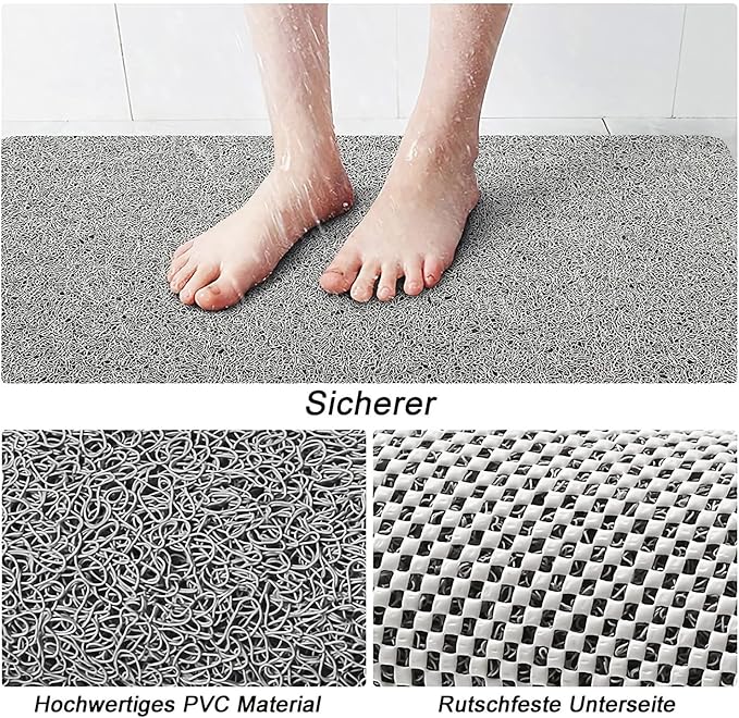 Non-Slip Shower Mat Bathtub Mat with Drain Soft on Feet PVC Loofah Shower for Bathroom Wet Area Quick Drying No Suction Cup Comfort Shower Rugs Bathroom Accessories (39”×16”) - Image 2