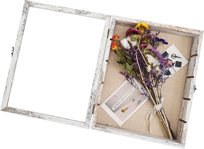 Shadow Box Frame with Removable Shelves, White 11x14 Deep Memory Box Display Case for Keepsake Collectibles, Coins Military Medals Pins Wedding Flowers - Image 3