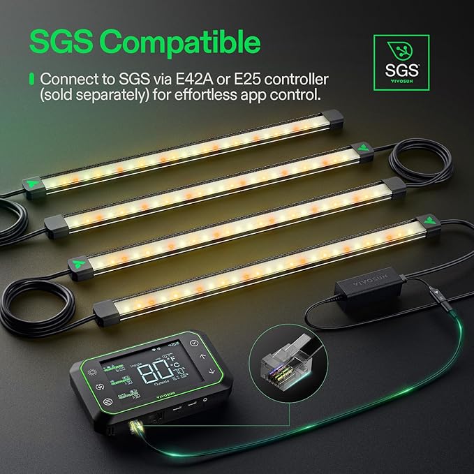 VIVOSUN Lumaray LED Grow Light Bars 16”(4-Bar), Full Spectrum Side Lighting with 60% Red Light up to 25% Yields for Grow Tents, Greenhouses, Magnet Reliability Upgraded, SGS Compatible - Image 7