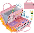 Tamfile Fireproof Accordion File Organizer with Handle, 13 Pocket Expanding File Folder with Zipper & Labels, File Folder with Multi-Pockets Paper Organizer Folder for Letter A4 Files, Pink by Tamfile