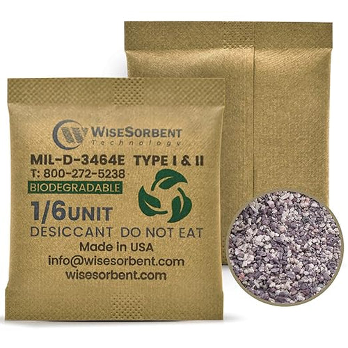 1/6U Kraft Clay Desiccants Packs for Storage - Silica Gel Packets Alternative, 6 Gram Food Safe Bentonite Clay Desiccant Bags, Military Grade Highest Moisture Absorbers [180 Pack] by Wisesorb