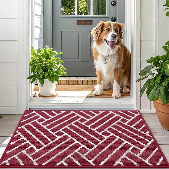 OLANLY Indoor Door Mat, 48x32 Inch, Dirt Resistant and Absorbent, Non-Slip Rubber Backing Floor Mats, Easy Clean Low-Profile Doormat for Entryway, Front Door, and Inside Entrance, Burgundy - Image 6