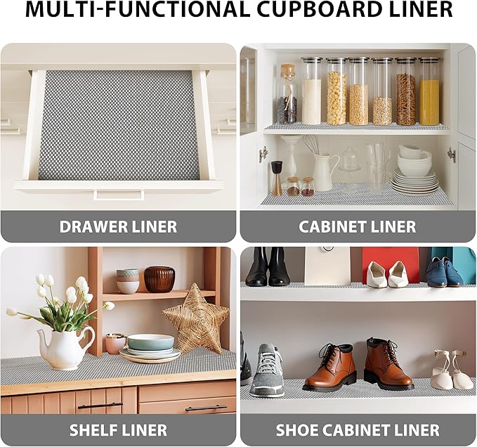 Shelf Liners for Cabinets-Drawer Liner Cabinet Liners for Shelves Kitchen,Non-Adhesive,Non-Slip,Gray,12 x 48 inch - Image 5