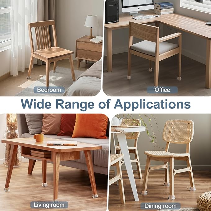 24PCS Square Chair Leg Floor Protectors for Hardwood Floors, Thicken Rubber Chair Leg Cap Covers, Non Slip Furniture Leg Pads to Protect Wood Tile Floors from Scratches and Reduce Noise - Image 7