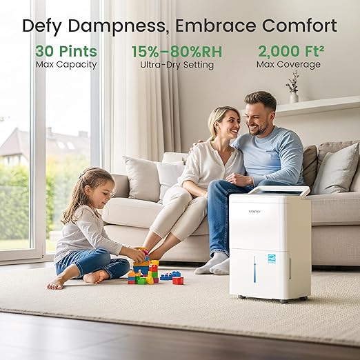 Waykar 2000 Sq. Ft. Energy Star 2025 Dehumidifier for Basement & Home, Adjusts from 15% RH With Drain Hose, Ultra Quiet 35 dB for Bedroom & Bathroom - Image 2