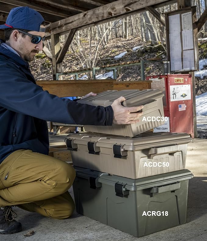MTM ACRG18 Gear Crate Utility Box, Water Resistant Gear Dry Storage Box for the Field, Lockable Dry Storage Case, 52 Quart, Stackable, Secures Hunting Shooting Gear, 101 Uses, USA Made, Army Green - Image 7