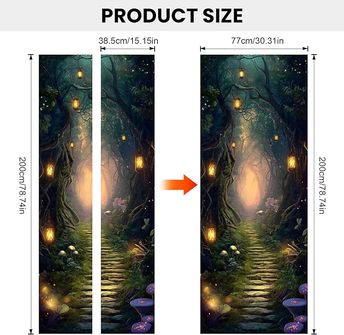 3D Door Stickers, Peel and Stick Vinyl Wallpaper ，Self-Adhesive Mural for Home Decor 30.3" W x 78.7" H (Forest Trail -2, 30.3" W x 78.7" H) - Image 3