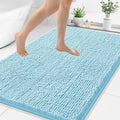 Smiry Luxury Chenille Bathroom Rugs 48x32, Extra Soft and Absorbent Shaggy Bath Mat, Machine Washable, Non-Slip Plush Carpet Runner for Tub, Shower, and Floor, Home Decor Accessories, Sky Blue by Smiry
