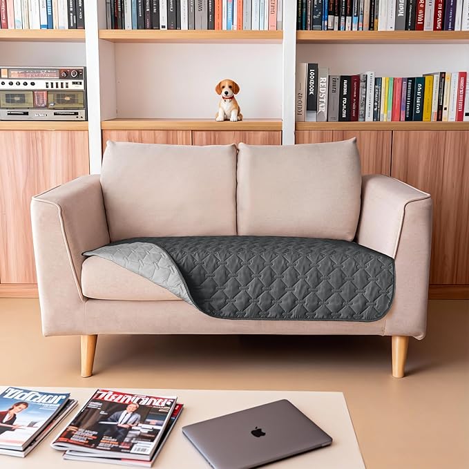gogobunny 3X Stronger Waterproof Pet Blanket, Scratch Proof Furniture Protector for Dogs Cats, Reversible Cover 32x53 Inch, Dark Grey - Image 4