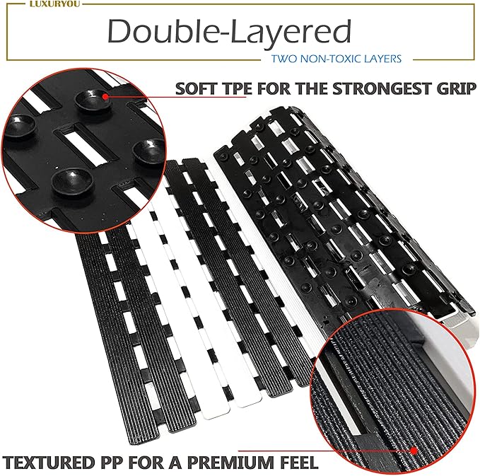 Non Slip Bathtub Mat | Double-Layered Shower Floor Mats with Suction Cups | Improved Drainage + Easy Dry Construction | Non-Toxic, BPA, Latex, Phthalate, PVC Free (Piano) - Image 2