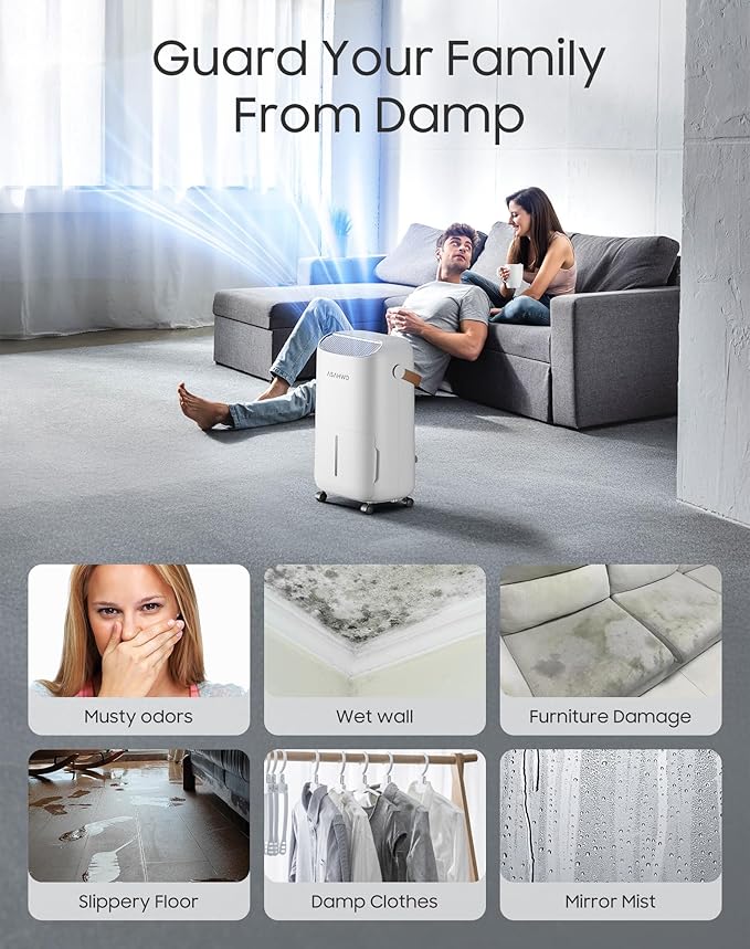 Dehumidifier for Basement,Home,Bathroom,Bedroom 45 pint/Day 4500 Sq ft Dehumidifiers with Drain Hose,Most Efficient Energy Star 2025,Intelligent Humidity Control,3 Modes,24H Timer (45 Pint) - Image 7